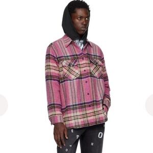 WE11DONE Wool Flannel Jackets Oversized Pink Plaid Made and Korea